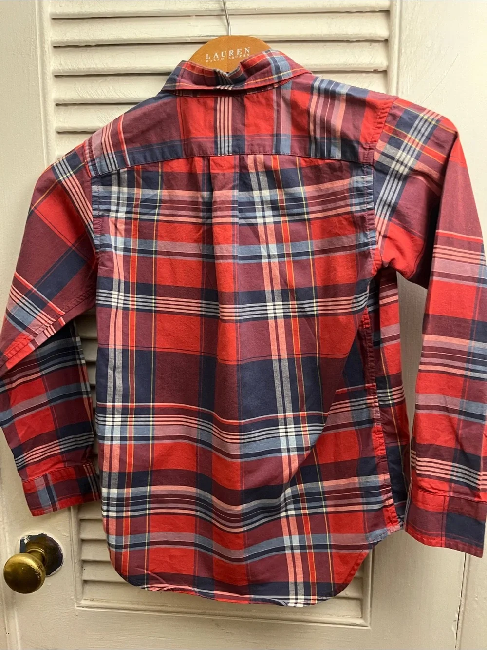 Polo Ralph Lauren Boys Plaid Pattern Red/Blue Button Down Shirt. Size 7